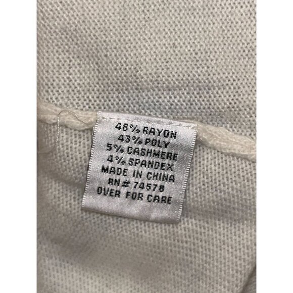 Cache Ivory Rhinestone Cashmere Blend Stretch Puppy Dog Top Women's Size S - Picture 7 of 8